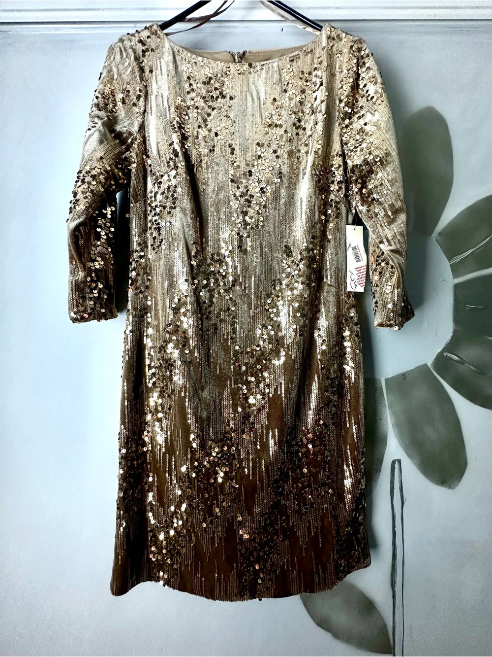 Eliza J Gold Sequin Long Sleeve Sheath Dress